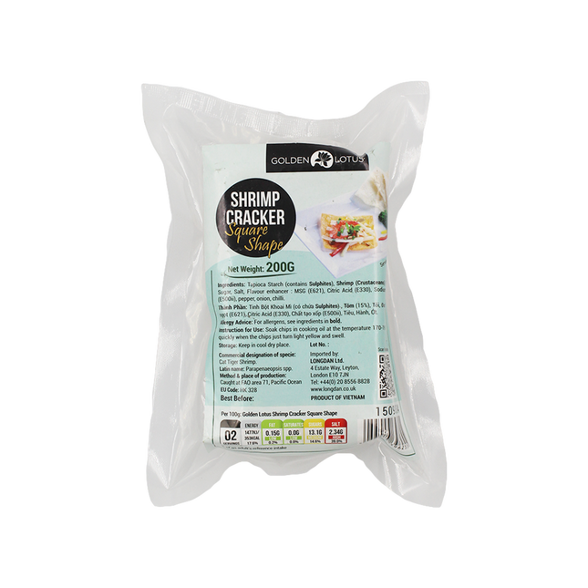 Golden Lotus Shrimp Cracker – Square Shape 200G (Case 30)