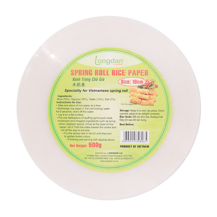 Longdan Spring Roll Rice Paper 18cm 500g (Case 20)