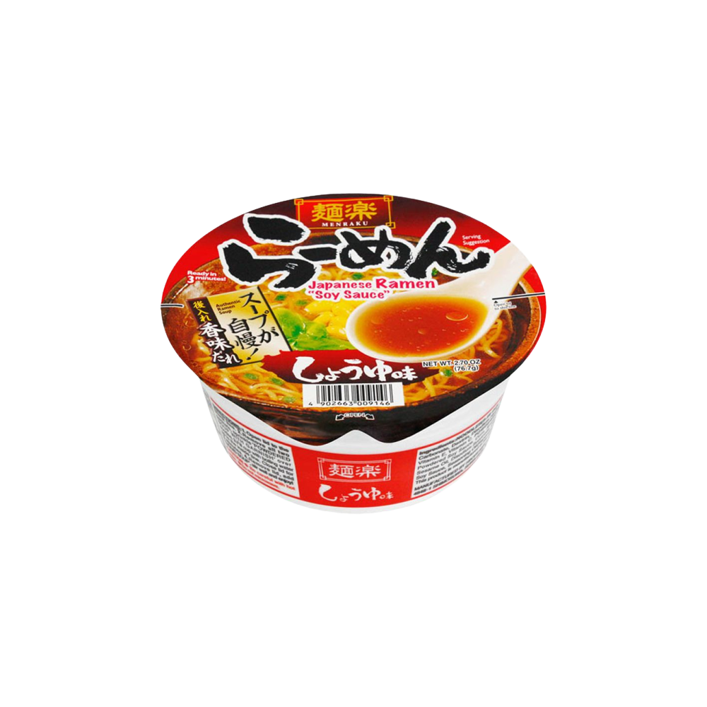HIKARI MENRAKU Cup Ramen Shoyu Taste 76.7g (Case 12)