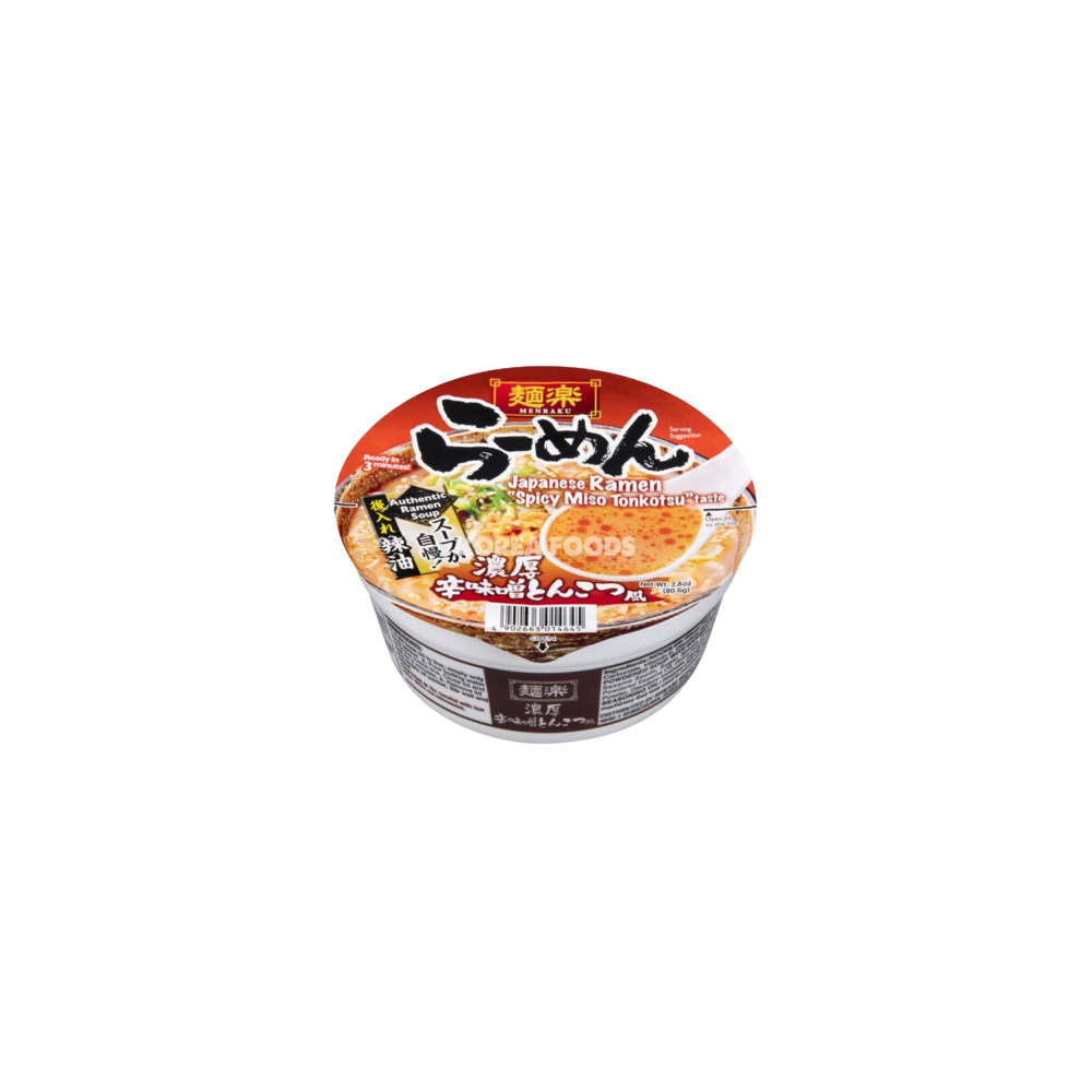 HIKARI MENRAKU Cup Ramen Spicy Miso Tonkotsu Taste 80.6g (Case 12)