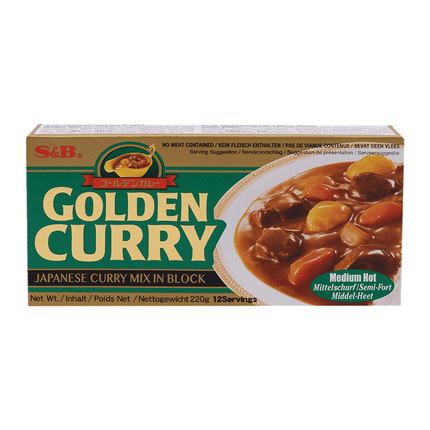 S&B Golden Curry Sauce Mix Med-Hot 220g (Case 60)