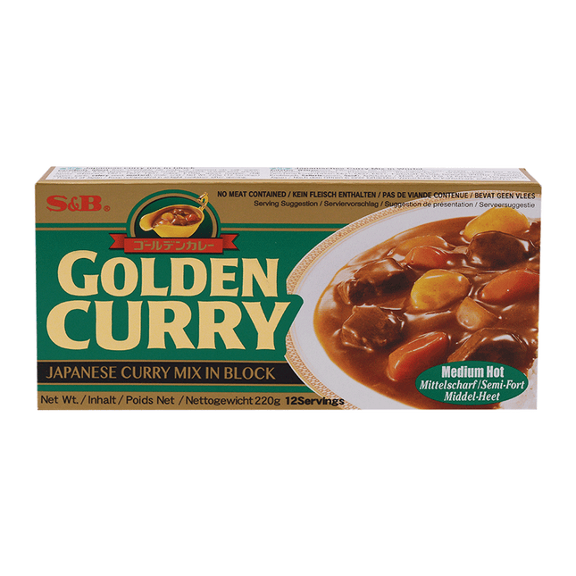 S&B Golden Curry Sauce Mix Med-Hot 220g (Case 60)