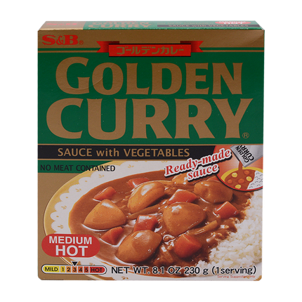 S&B Retort Golden Veg Curry Med-Hot 230g (Case 30)