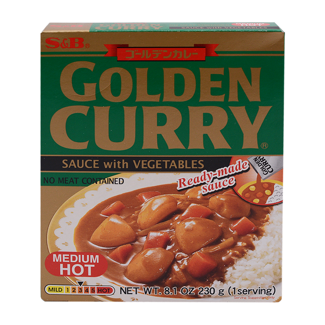 S&B Retort Golden Veg Curry Med-Hot 230g (Case 30)
