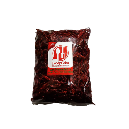 FOODY GAINS Dried Chili Without Stem 1kg (Case 10)