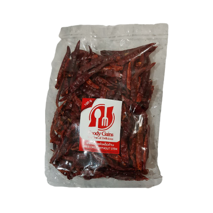 FOODY GAINS Dried Chili Without Stem 100g (Case 25)