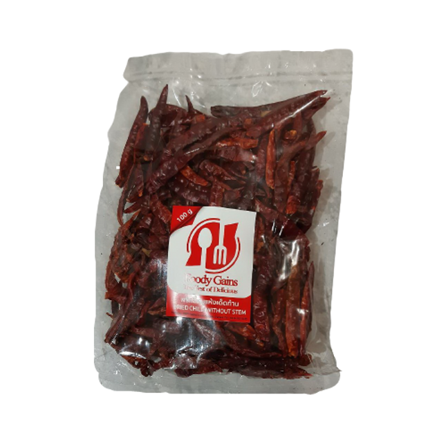 FOODY GAINS Dried Chili Without Stem 100g (Case 25)