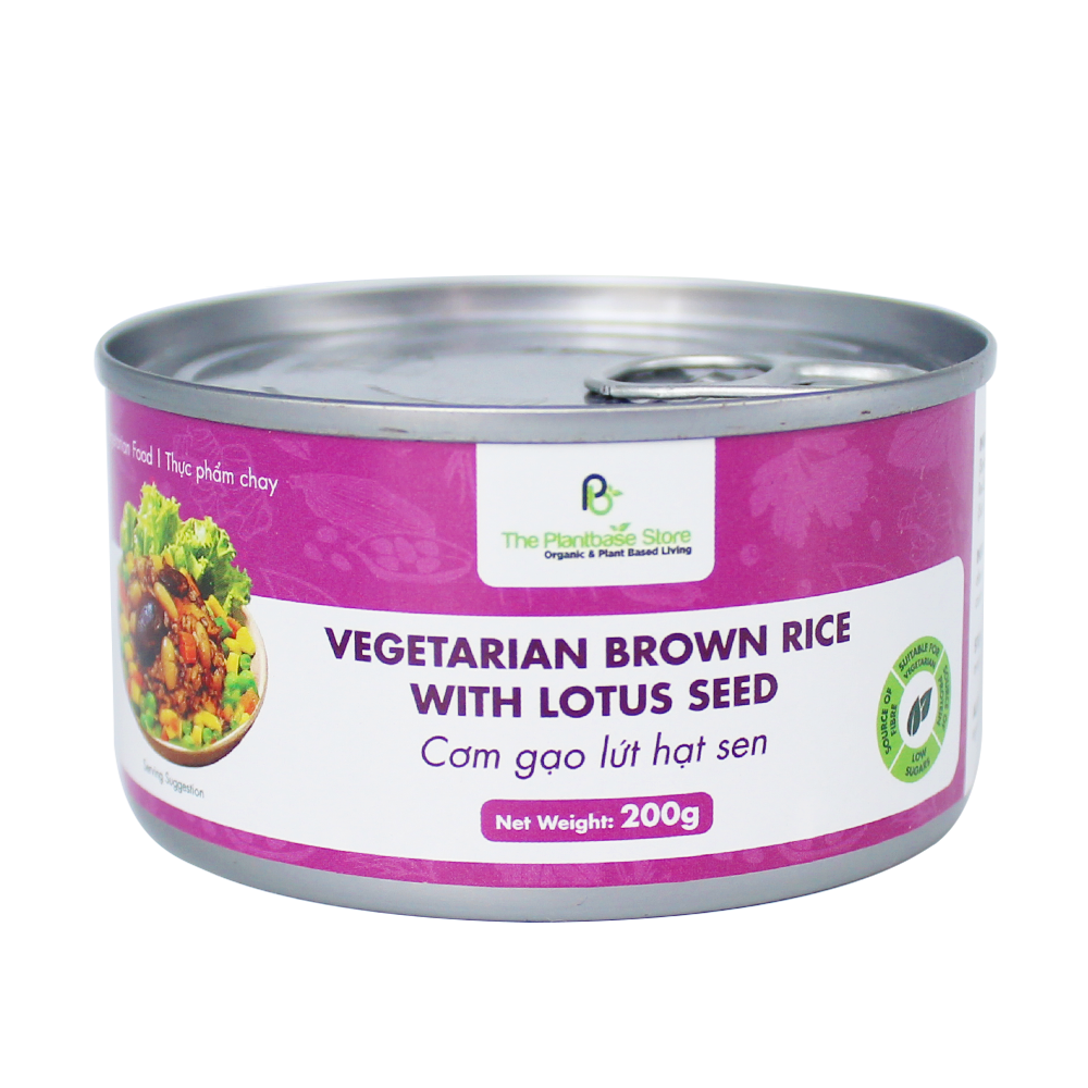 The Plantbase Store Canned Vegetarian Brown Rice With Lotus Seed 200g (Case 12)