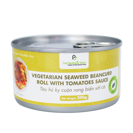 The Plantbase Store Canned Vegetarian Seaweed Beancurd Roll With Tomatoes Sauce 200g (Case 12)