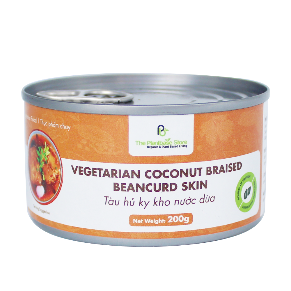 The Plantbase Store Canned Vegetarian Coconut Braised Beancurd Skin 200g (Case 12)