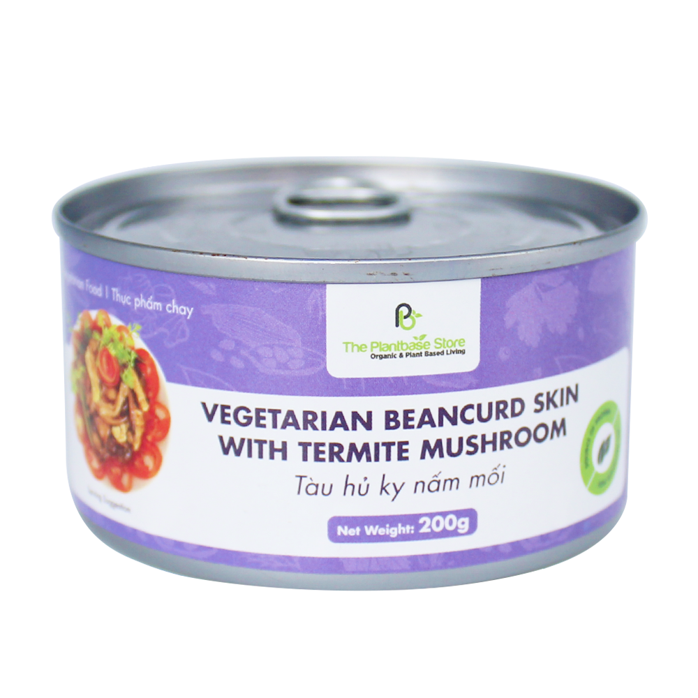 The Plantbase Store Canned Vegetarian Beancurd Skin With Termite Mushroom 200g (Case 12)