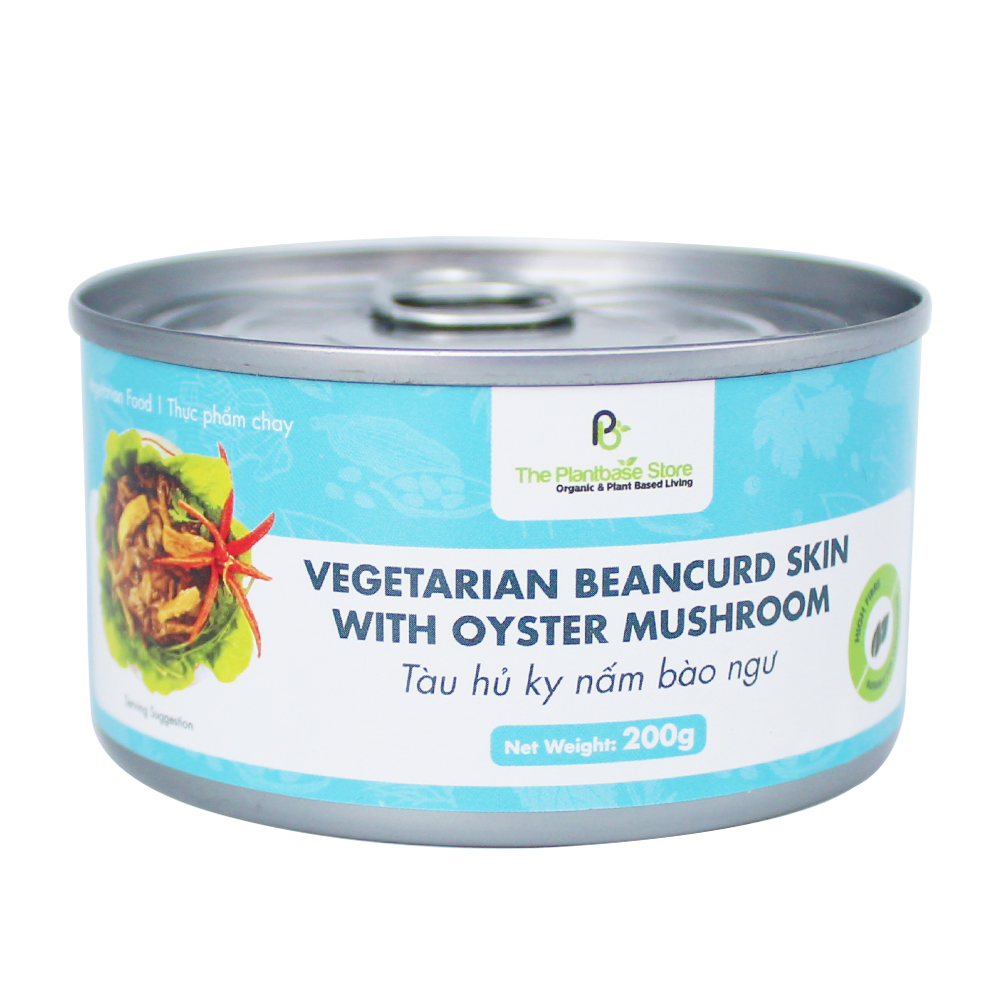 The Plantbase Store Canned Vegetarian Beancurd Skin With Oyster Mushroom 200g (Case 12)