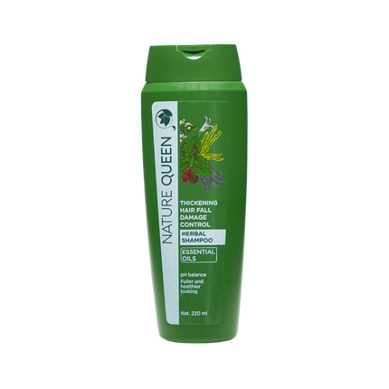 Nature Queen Thickening Hair fall Damage control Herbal Shampoo ESSENTIAL OIL 220ml (Case 50)