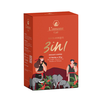L'amant 3in1 Instant Coffee 192g - Box 12 Sticks (Case 32)