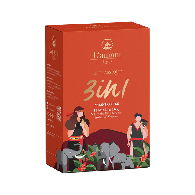 L'amant 3in1 Instant Coffee 192g - Box 12 Sticks (Case 32)