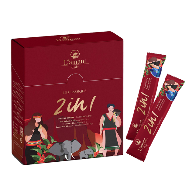 L'amant 2in1 Instant Coffee 256g - Box 16 Sticks (Case 32)