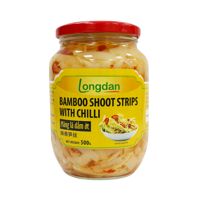 Longdan Bamboo Shoot Strips with Chilli 500g (Case 12)