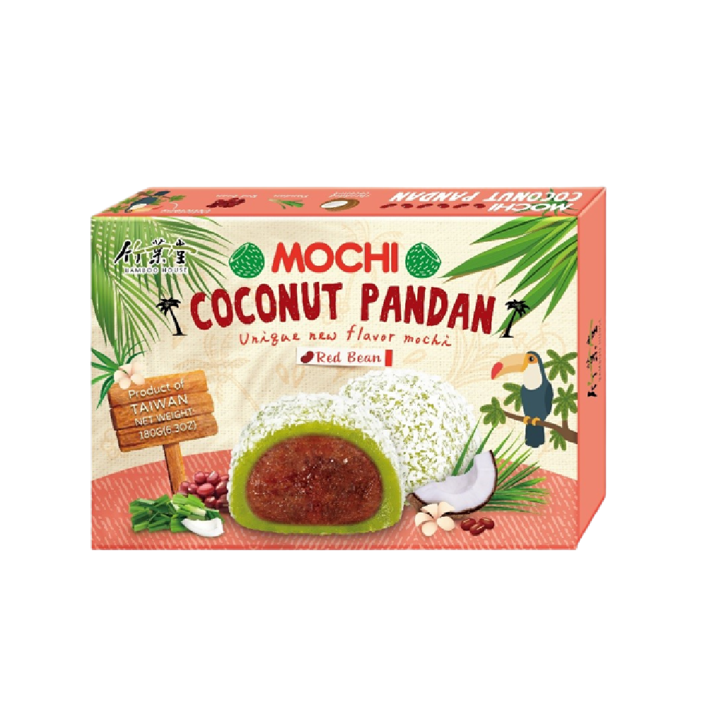 Bamboo House Coconut Pandan Mochi - Red Bean 180g (Case 24)