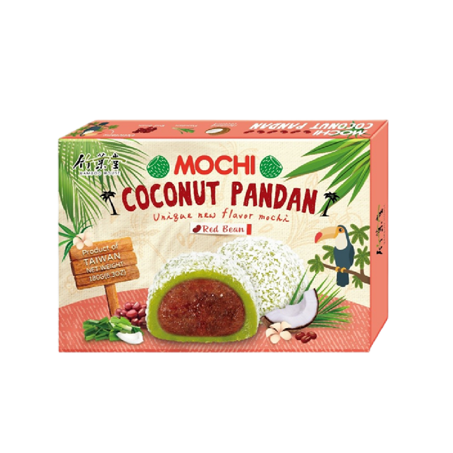 Bamboo House Coconut Pandan Mochi - Red Bean 180g (Case 24)