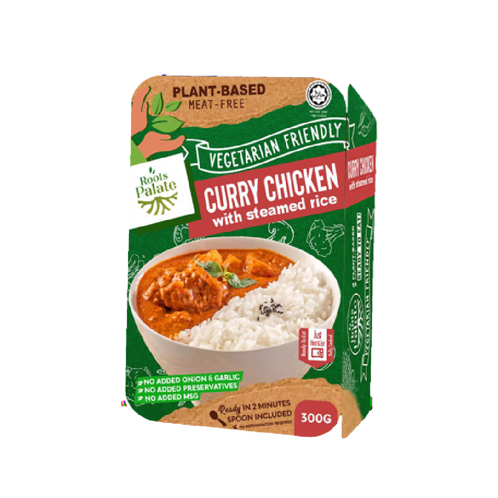 Roots Palate Vegetarian Curry Chicken With Steamed Rice 300g (Case 24)