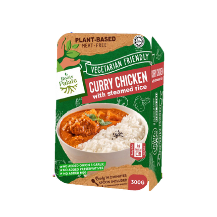 Roots Palate Vegetarian Curry Chicken With Steamed Rice 300g (Case 24)
