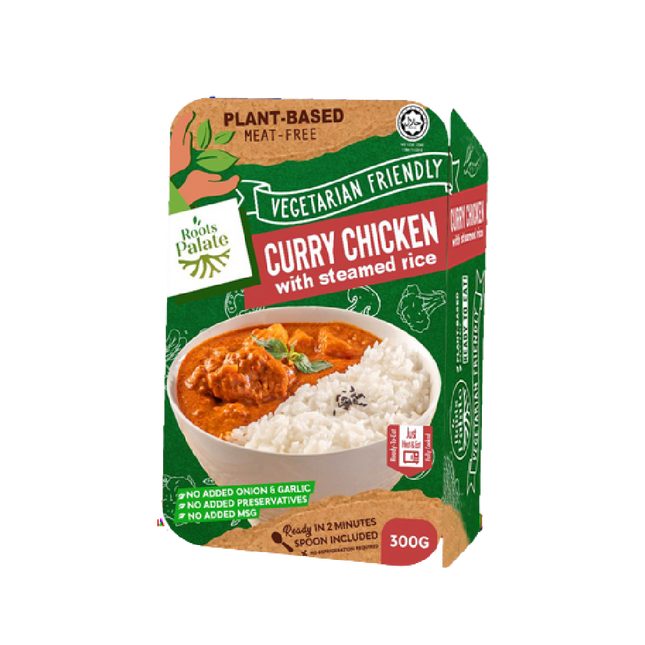 Roots Palate Vegetarian Curry Chicken With Steamed Rice 300g (Case 24)