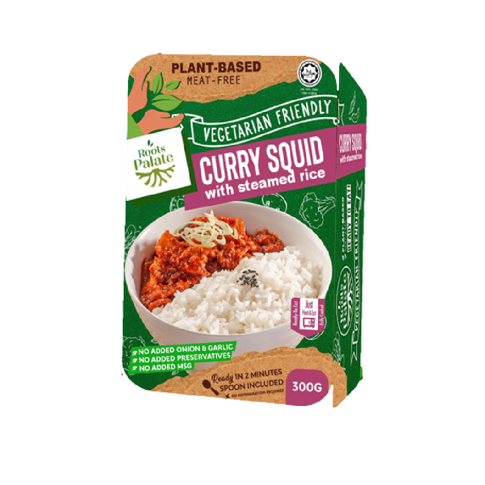 Roots Palate Vegetarian Curry Squid With Steamed Rice 300g (Case 24)
