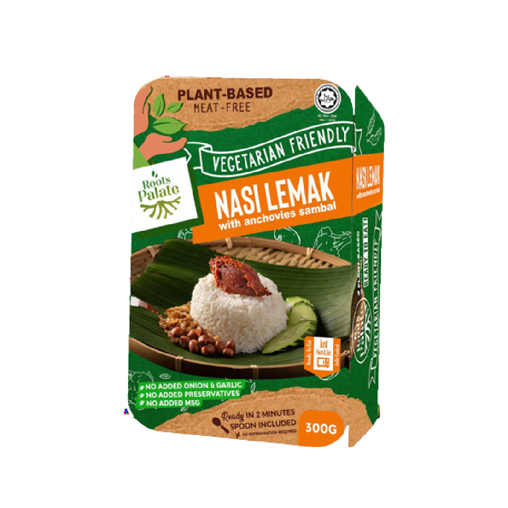 Roots Palate Vegetarian Nasi Lemak With Anchovies Sambal 300g (Case 24)