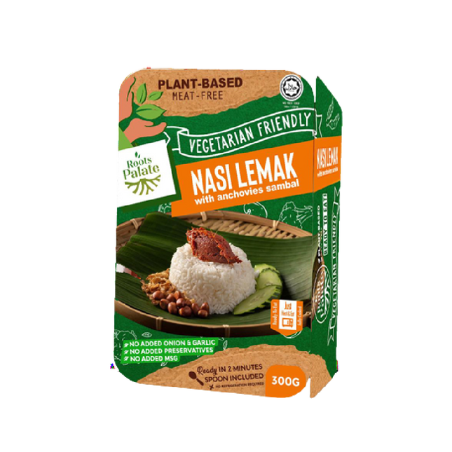 Roots Palate Vegetarian Nasi Lemak With Anchovies Sambal 300g (Case 24)