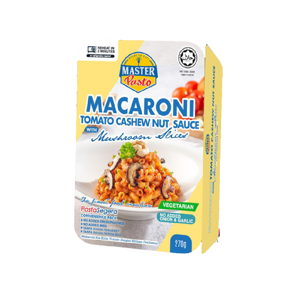 Master Pasto Vegetarian Macaroni Tomato Cashew Nut with Mushroom 250g (Case 24)