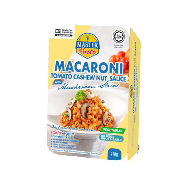 Master Pasto Vegetarian Macaroni Tomato Cashew Nut with Mushroom 250g (Case 24)