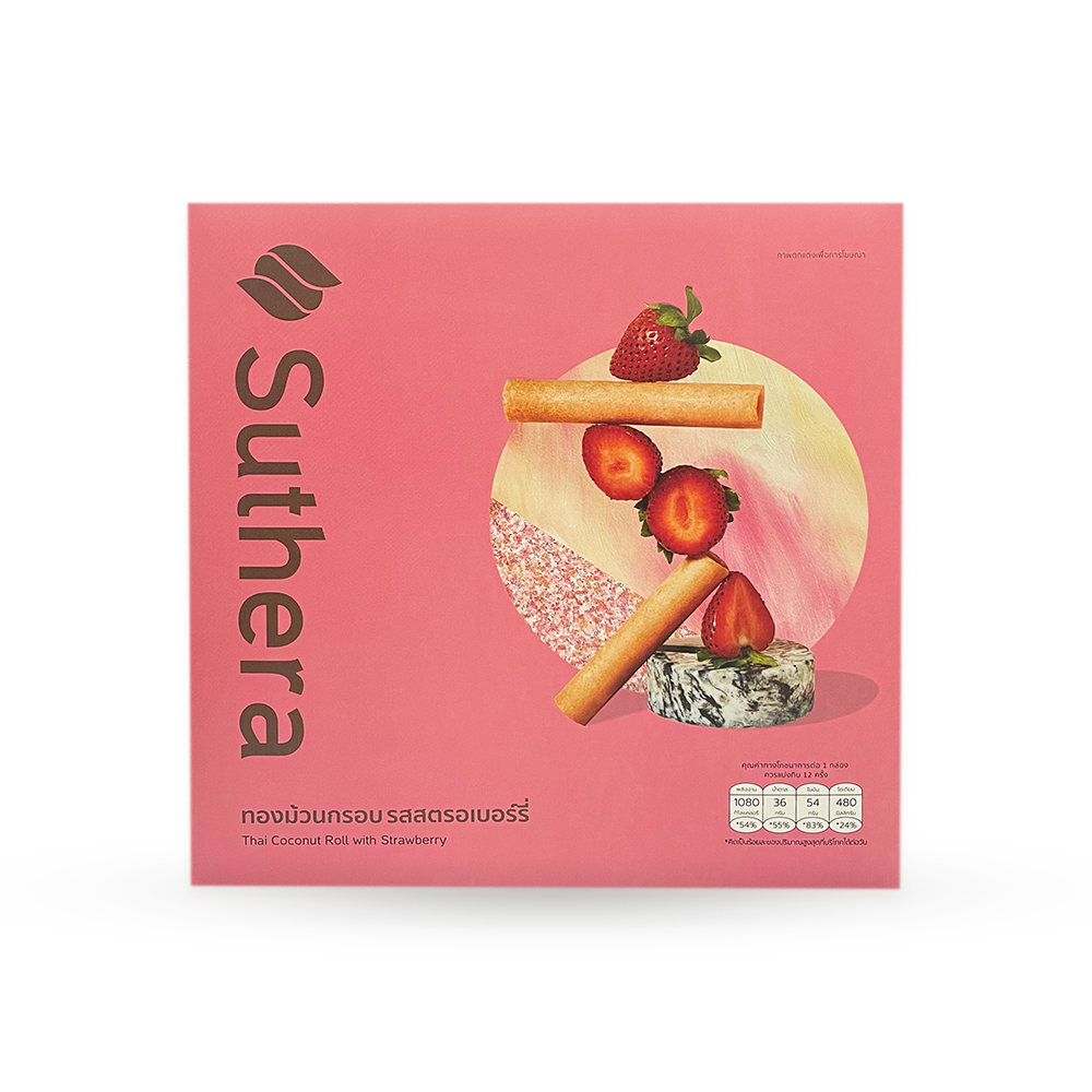 SUTHERA Coconut Roll Strawberry 192g (Case 12)