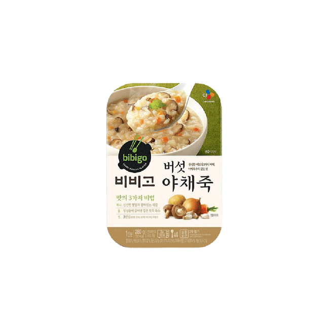 CJ BIBIGO Rice Porridge With Mushroom & Vegetables 280g (Case 24)