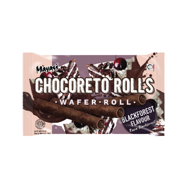 Mayasi Chocoreto Wafer Roll Black Forest 34g (Case 40)