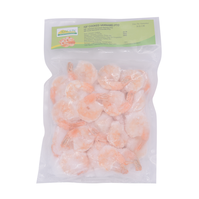 Kim Son IQF Cooked Vannamei PTO 26/30 500g (Case 20)