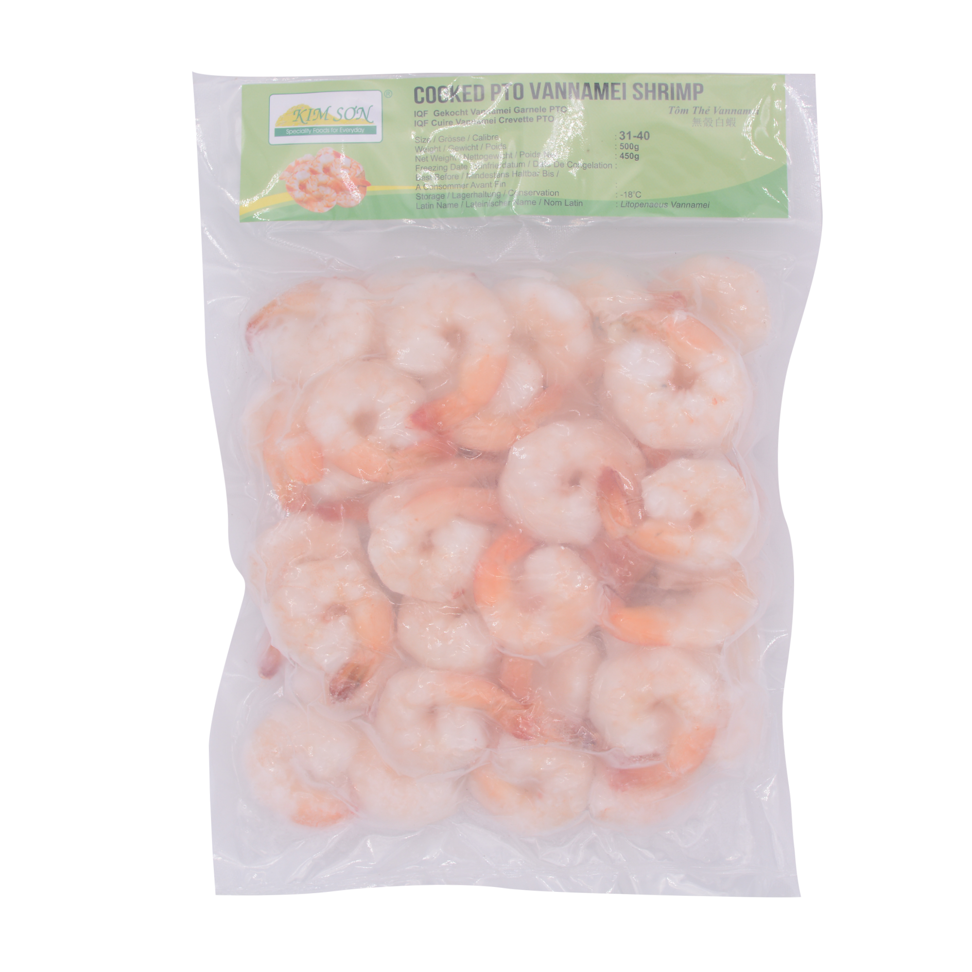 Kim Son IQF Cooked Vannamei PTO 31/40 500g (Case 20)
