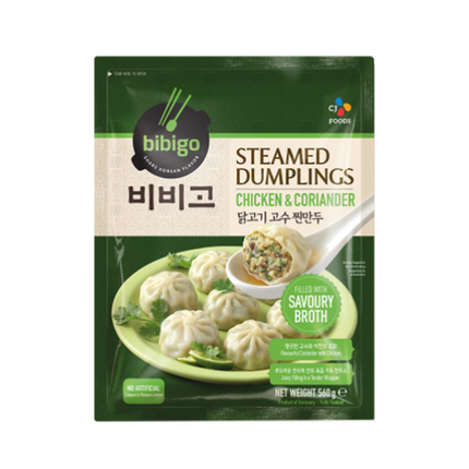 CJ Bibigo Steamed Dumplings Chicken & Coriander 560g (Case 15)