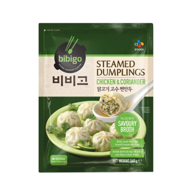 CJ Bibigo Steamed Dumplings Chicken & Coriander 560g (Case 15)