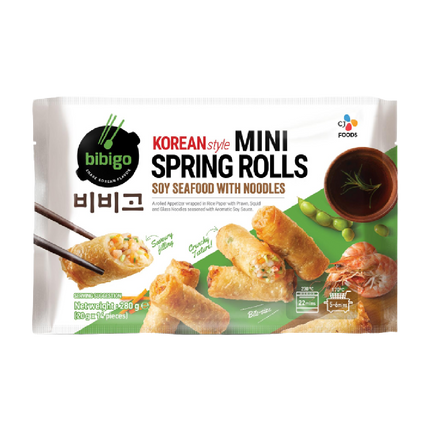 CJ BIBIGO Korean Mini Springrolls Soy Seafood with Noodles 280g (Case 18)