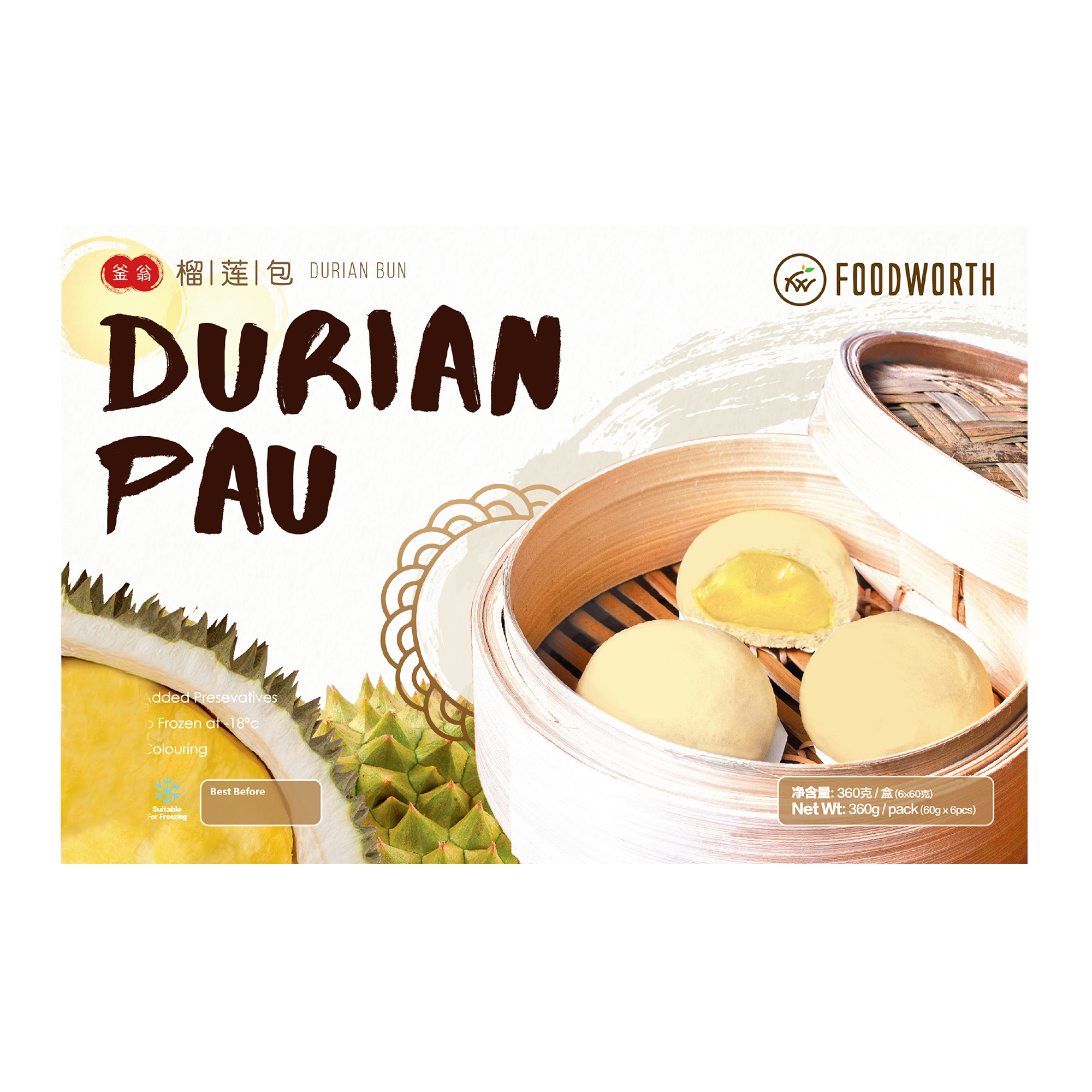 FOODWORTH Durian Bun 360g (Case 24)