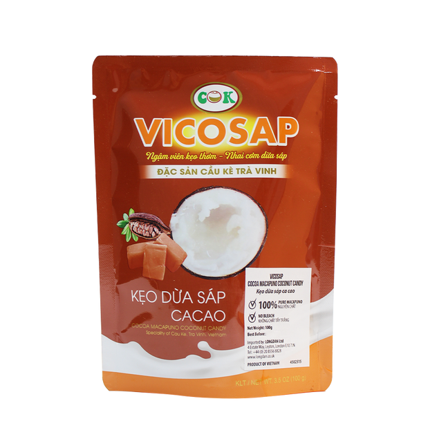 Vicosap Cocoa Macapuno Coconut Candy 100g (Case 30)