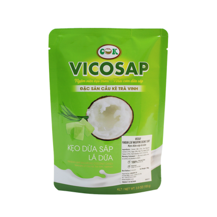 Vicosap Pandan Leaf  Macapuno Coconut Candy 100g (Case 30)