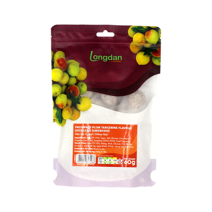 Longdan Preserved Plum Tangerine flavour (seedless) 60g (Case 24)