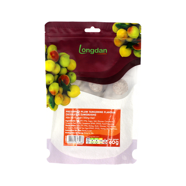 Longdan Preserved Plum Tangerine flavour (seedless) 60g (Case 24)