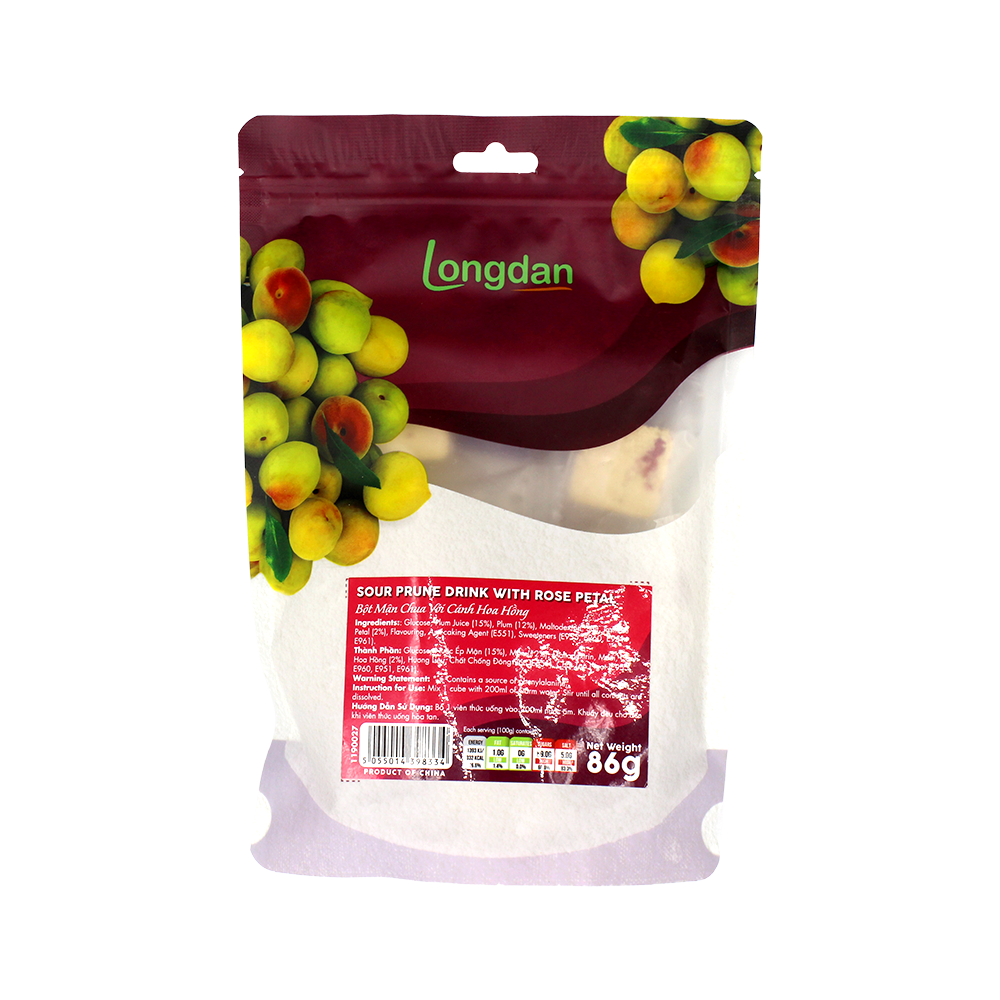 Longdan Sour Prune Drink with Rose Petal 86g (Case 24)